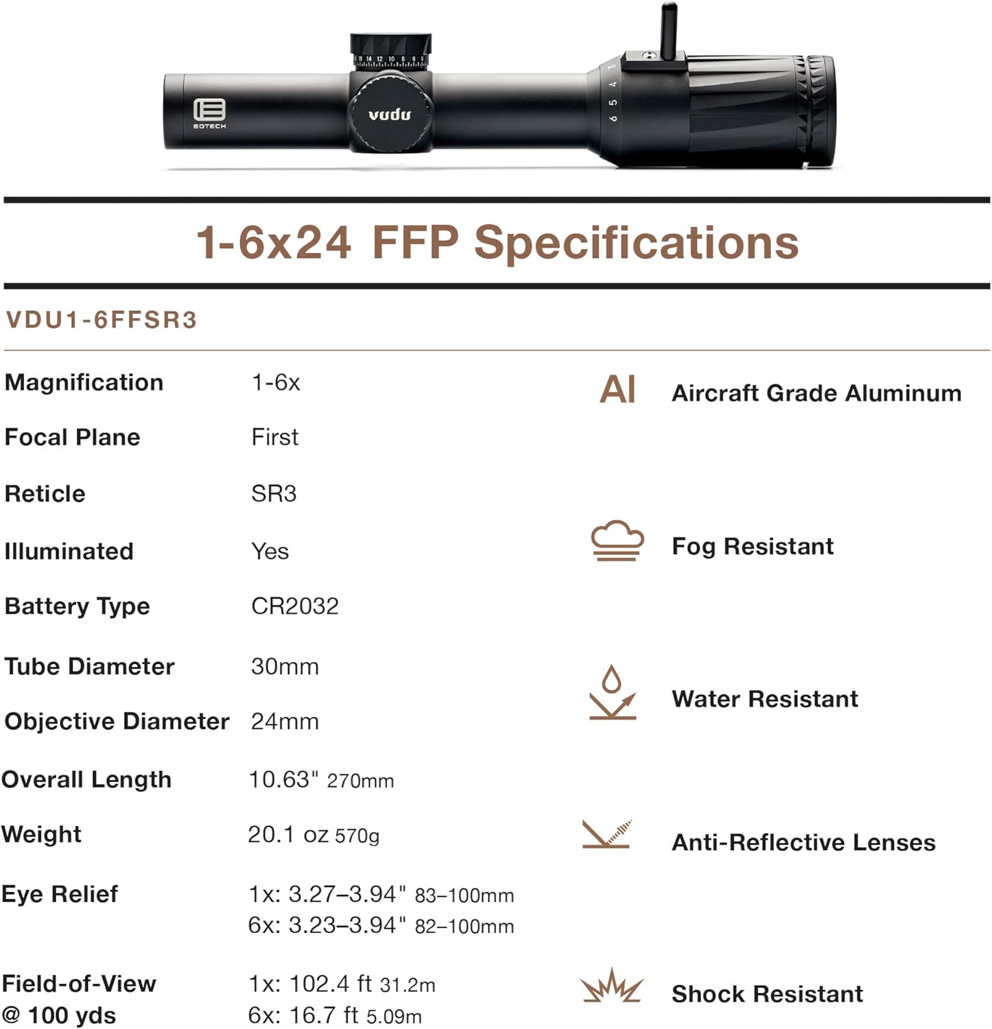 EOTECH Vudu 1-6x24mm Precision Rifle Scope