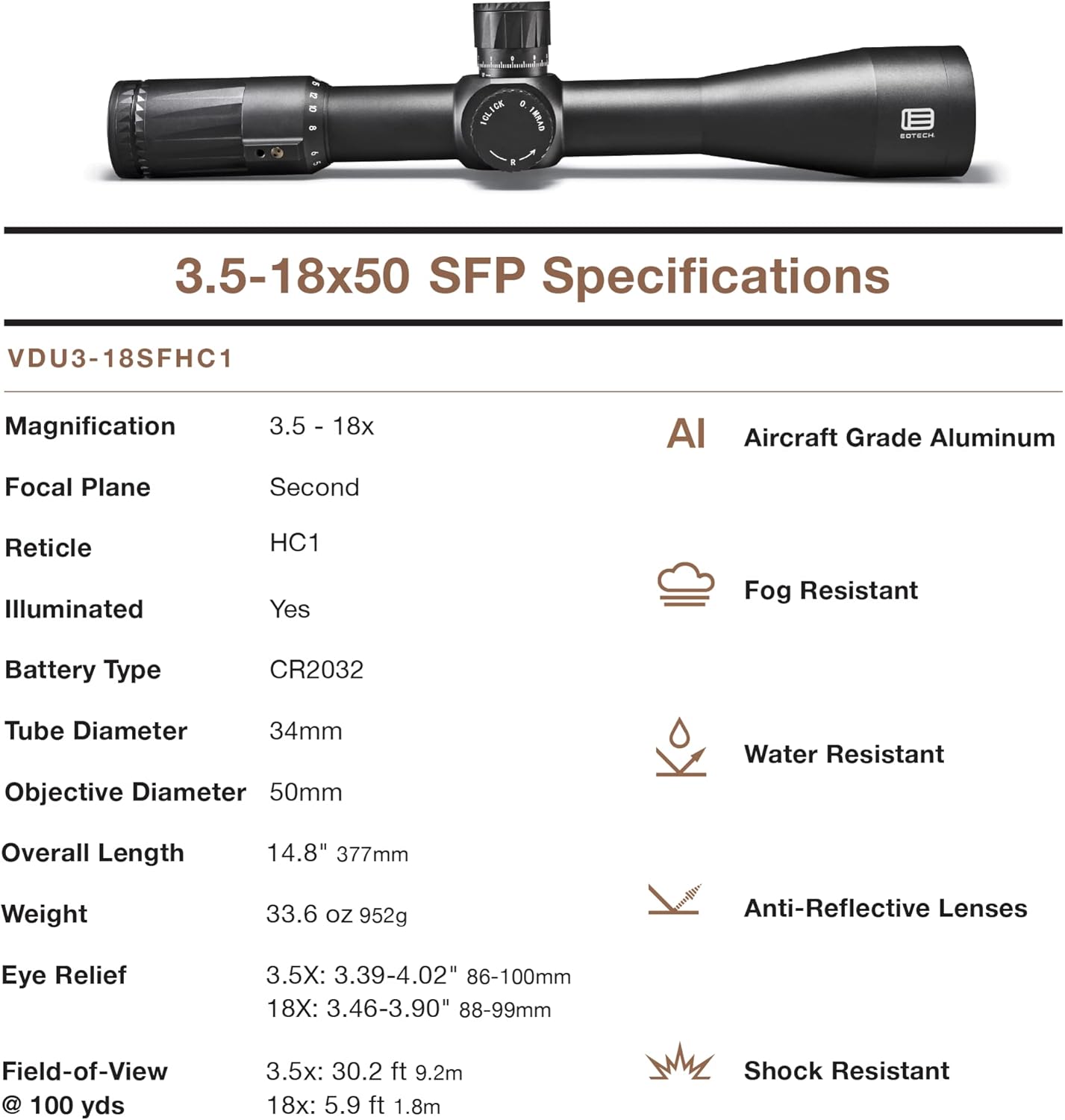 EOTECH Vudu 3.5-18x50mm Precision Rifle Scope